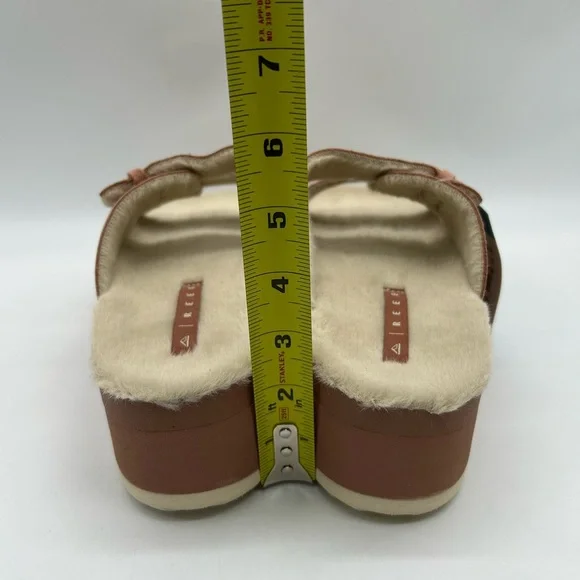 Reef Ojai Ciara Platform Sandals Women’s 9 Cork l Suede l Faux Shearling l NWT - Picture 9 of 12
